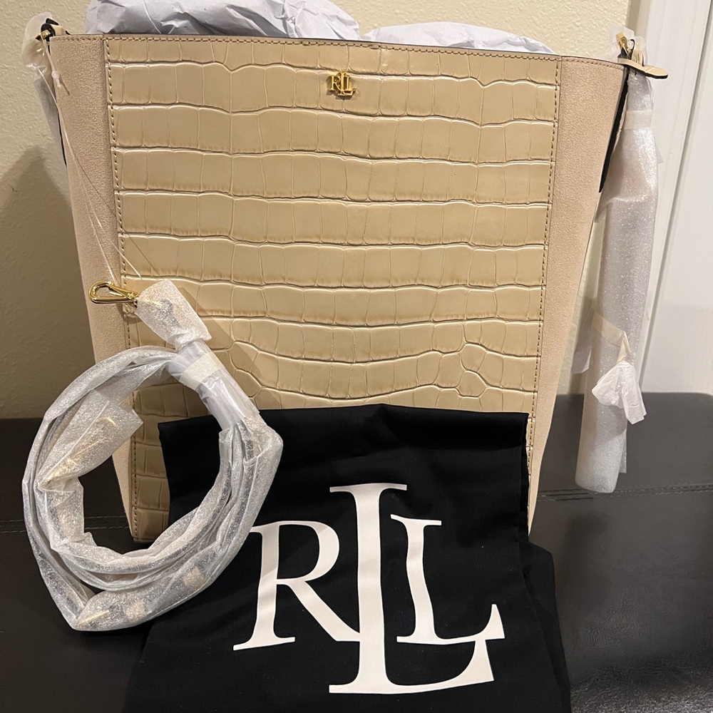 Beige Crocodile Embossed Women's Bag